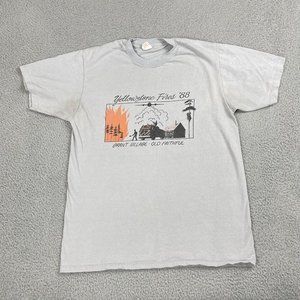 Vintage 80s Firestone Fires Grant Village Old Faithful Blut TShirt‎ Large Used